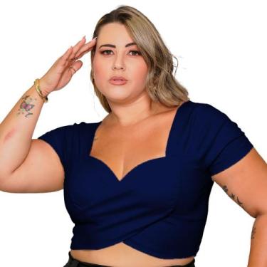Imagem de Cropped Transpassado Com Manga Alfaiataria Plus Size - Pwlk Fashion, M