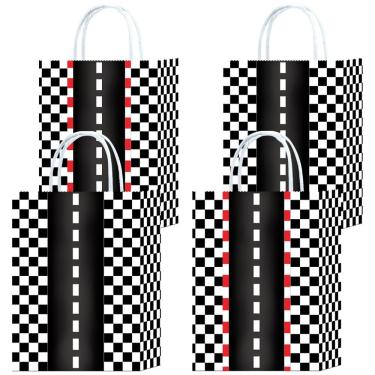 Imagem de Sacola de presente Checkerboard White Kraft Paper, pacote com 10, 22x16x8cm