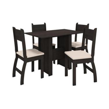 Imagem de Conjunto Mesa de Jantar Milano 1,08m com 4 Cadeiras Amendoa/Savana - P