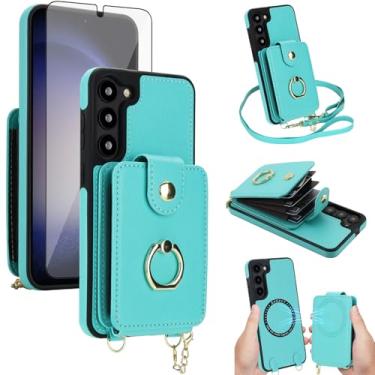 Imagem de Capa de telefone para Samsung Galaxy S23 5G carteira magnética destacável e protetor de tela anel suporte compatível com bloqueio de RFID MagSafe S 23 23S GS23 G5 SM-S911U 6,1 polegadas para mulheres