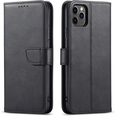 Imagem de ZEDEVB Capa carteira para iPhone 13 Pro Max, TPU à prova de choque couro genuíno folio case slots para cartão suporte capa flip magnética compatível com iPhone 13 Pro Max 6,7 polegadas 5G (Cor: Preto)