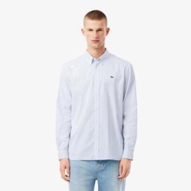 Imagem de Camisa Pinpoint Listrada com Caimento Regular Lacoste Masculina-Masculino