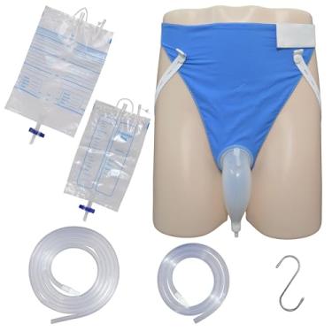Imagem de Cateteres externos de para homens idosos de 80 anos, mictório portátil de silicone com 2 bolsas de coleta de urina (1000 ml + 2000 ml), 2 tubos (1 m + 2 m), 1 gancho S, 1 calça de