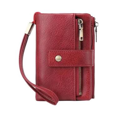 Imagem de Carteira Vintage Feminina Com Bloqueio RFID, Zíper Duplo, Múltiplos Co