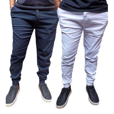 Imagem de Kit 2 calças jogger masculino sarja e jeans com elastano produto a pro