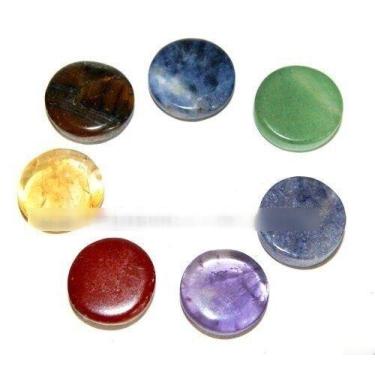 Imagem de Kit 7 Chakras Disco Pedra Natural Pequenas Kundalini Stone - Cristaisd