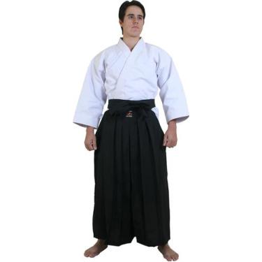 Imagem de kimono Hakama para Aikido Preto Tecido Brim Marca Shizen, Unico