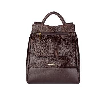 Imagem de Mochila pequena antifurto couro croco Susan-Feminino