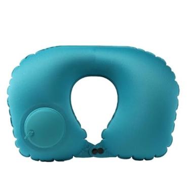 Imagem de Travesseiros portáteis de viagem, travesseiro inflável confortável em forma de U para levar aviões, carros e trens, Cinza