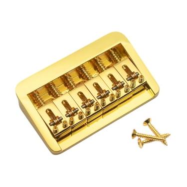 Imagem de JWQFBC Ponte Fixa para Baixo de 6 Cordas, Espaçamento entre Cordas de 10,6 Mm; Ponte Fixa para Guitarras Elétricas E Instrumentos Musicais, Ouro