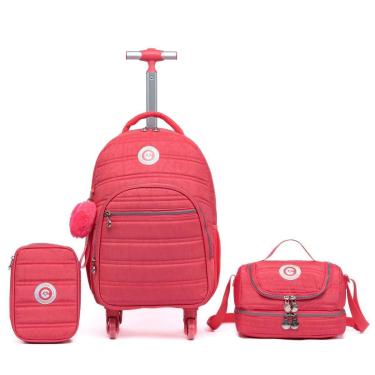 Imagem de Kit Mochila Feminina Lancheira Estojo Escolar Moderna-Feminino