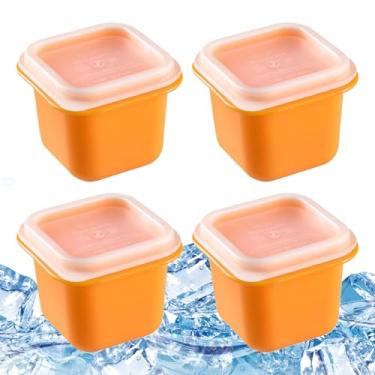 Imagem de Formas Para - Forma Com Tampa Para | 4 Formas Reutilizáveis Em Silicone Para Congelador Caseiro Bebidas Whisky Café E Coquetéis Em Acampamentos E Viagens