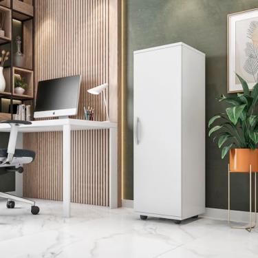 Imagem de Armário Multiuso Elite 1 Porta 3 Nichos Escritório Lavanderia (Branco)