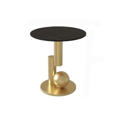 Imagem de Mesa lateral, mesa de centro pequena de metal em uma bandeja adequada para casa, sala de jantar ou sala de estar, mesas de centro para cafeterias e estudos pequena mesa de centro (ouro)
