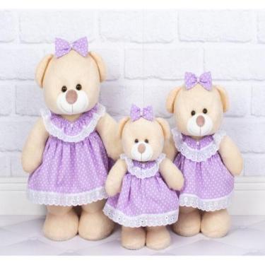 Imagem de Trio de ursos amore vestido baby  - CKD CONFECCOES, Poá lilas