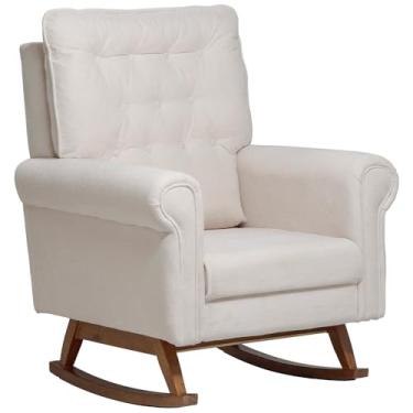 Imagem de Poltrona de Amamentação Com Balanço Base Nina Encanto D02 Bouclê Off White C-200 - Lyam Decor