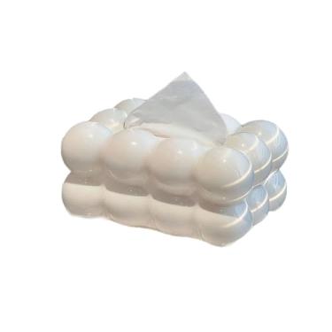 Imagem de Capa para caixa de lenços de papel Caixa de lenços papel em formato nuvem, cor creme, para sala estar, mesa centro, cotonetes, guardanapos domésticos(Preto)