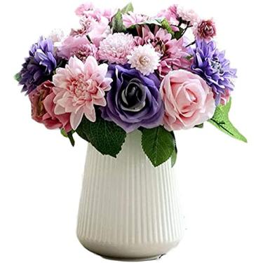 Imagem de Vaso de estilo europeu, conjunto de buquê de flores falsas, decoração de rosa, decoração de casa, sala de estar, vaso bonito (tamanho: estilo cinco) ()