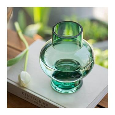 Imagem de Vaso de vidro nórdico moderno de luxo decoração criativa sala de estar mesa flores cultura aquática flor seca simples arranjos de flores transparentes peças centrais (pequeno)