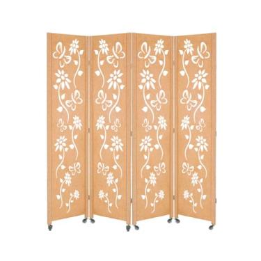 Imagem de 4 Biombo Painel Com Rodinha Repartido Divisoria de Ambiente Decoração Rodizio (Floral)