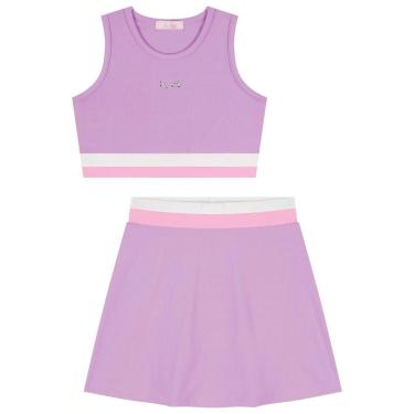 Imagem de Conjunto Infantil Menina Top Cropped/Short Saia Kukiê Lilás-Feminino