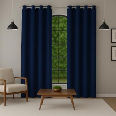 Imagem de Cortina 3,00 x 2,50 - Decoração Quarto, Sala, Escritório Janela Inteira com Ótimo Caimento (AZUL MARINHO)