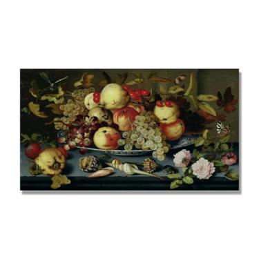 Imagem de Arte em tela vintage de frutas mortas, pintura clássica de cozinha country, decoração de parede de casa de fazenda quente para sala de jantar e cozinha. C58. 30x54cm-11,8x21,2 pol. Somente tela