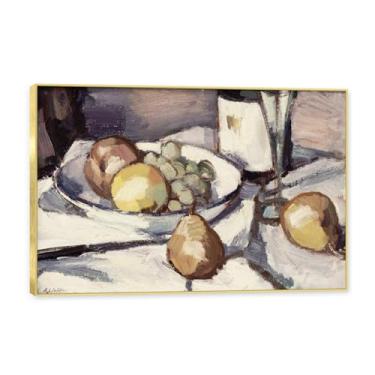 Imagem de NHLDZYH Moldura dourada. Tela de frutas botânicas vintage, impressão de estilo de pintura a óleo vintage, decoração de jantar country de fazenda, pronta para pendurar. C34. 40 x 60 cm.