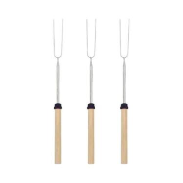 Imagem de Espetos De Churrasco De Aço Inoxidável Extensíveis Com Cabo De Madeira