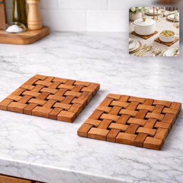 Imagem de Kit 2 Descansos de Panela 19×19 cm – Protetores de Mesa e Bancada – Resistente ao Calor e Riscos – Ideal para Cozinha, Jantar e Servir Alimentos
