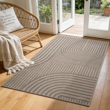 Imagem de QiCaiJia Tapete de porta frontal 91 x 149 cm, absorvente e lamacento, resistente à sujeira, lavável, antiderrapante, discreto, tapete de entrada, tapetes de porta, marrom