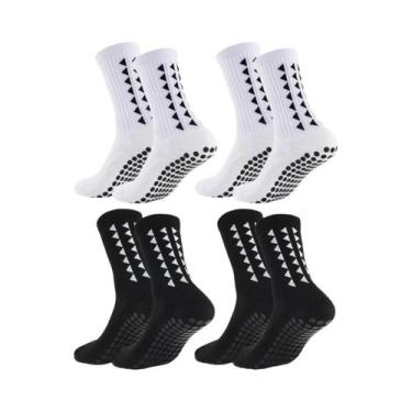 Imagem de Meias Atléticas Unissex Com Aderência Antiderrapante, 4 Pares, Para Fu