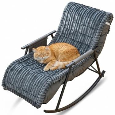 Imagem de Capa para Poltrona Reclinável e Cadeira de Balanço Antiderrapante, Protetor de Sofá em Veludo Cotelê Macio, Manta para Assento para Pets Cães Gatos, Almofada para Sala de Estar(Cinza escuro,70x180cm)