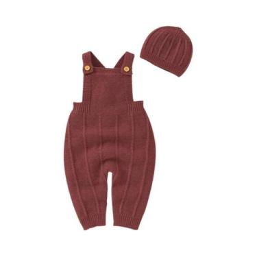 Imagem de Macacão De Verão Para Bebê Recém-Nascido Com Chapéu, Cor Sólida, Alças