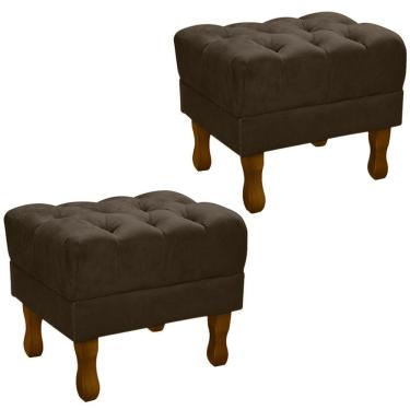 Imagem de Kit 2 Puff Puf Retro Capitone 52X44Cm Suede Marrom Mpassos Marrom