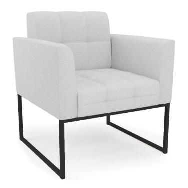 Imagem de Poltrona Elisa Linho Base Metálica Industrial Preto - D'rossi Cor A05 Cinza