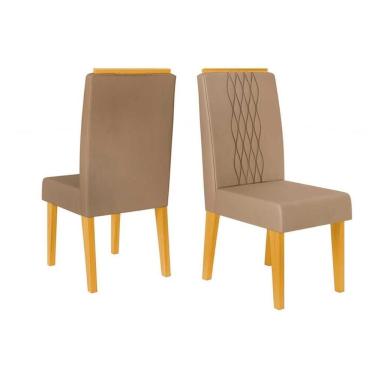 Imagem de Kit 2 Cadeiras Sala Jantar Lia 2 Un Cedro Suede Kraft Bege
