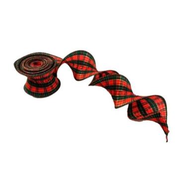 Imagem de Fita Natalina Aramada Decorativa 12cm X 4,57m Xadrez