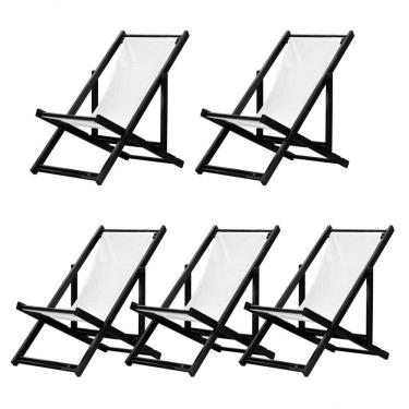 Imagem de Kit 5 Espreguiçadeiras Dobrável Black Sb-branco