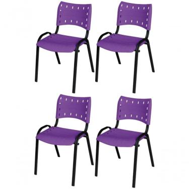 Imagem de Cadeira Iso Base Preto Igreja, Escola, Escritório - Violeta Kit 4 Peças