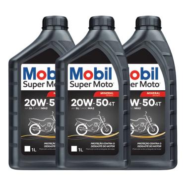 Imagem de Óleo Mobil 20W50 Para Moto 4 Tempos Mineral 3 Unidades