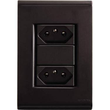 Imagem de Conjunto 4x2 com 2 Tomadas 2P+T 20A 250V Liz Preto Tramontina