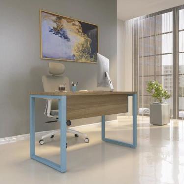 Imagem de Mesa Madeira X M134/60p25 134cm Industrial Naturalle E Azul - Pandin M