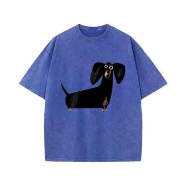 Imagem de Camiseta Feminina Oversized Com Estampa Divertida De Cachorro Dachshun