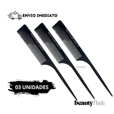 Imagem de Pente Carbono Antiestático 565 Beauty Flash Cabo Fino Cerdas Longas Pr