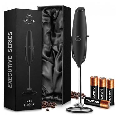 Imagem de Zulay Mixer Espumador de Leite á Bateria, Aço Inoxidável, Preto