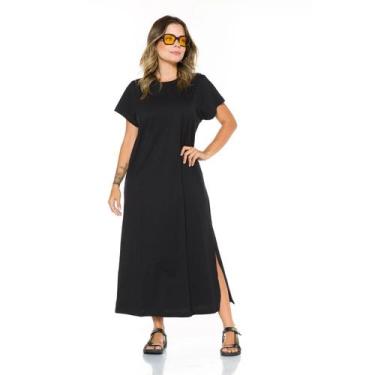 Imagem de Vestido Meia Malha 100% Algodão MARIE PLUS SIZE, Preto, G1