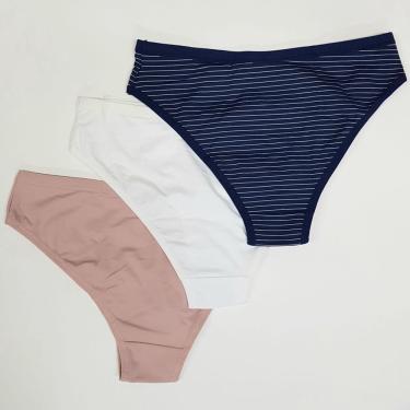 Imagem de Kit com 3 calcinhas biquini microfibra delcotton 51840 sofia/branco/marinho listrado