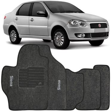 Imagem de Jogo de Tapete Automotivo Carpete Fiat Siena 2001 à 2012 Soft Logo Bordado 5 Peças
