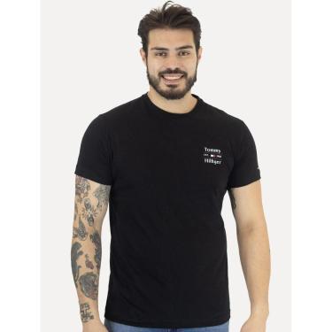 Imagem de Camiseta Tommy Hilfiger Masculina Regular Stack Preta-Masculino